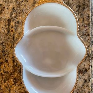 Vintage Fire King milk glass divided dish